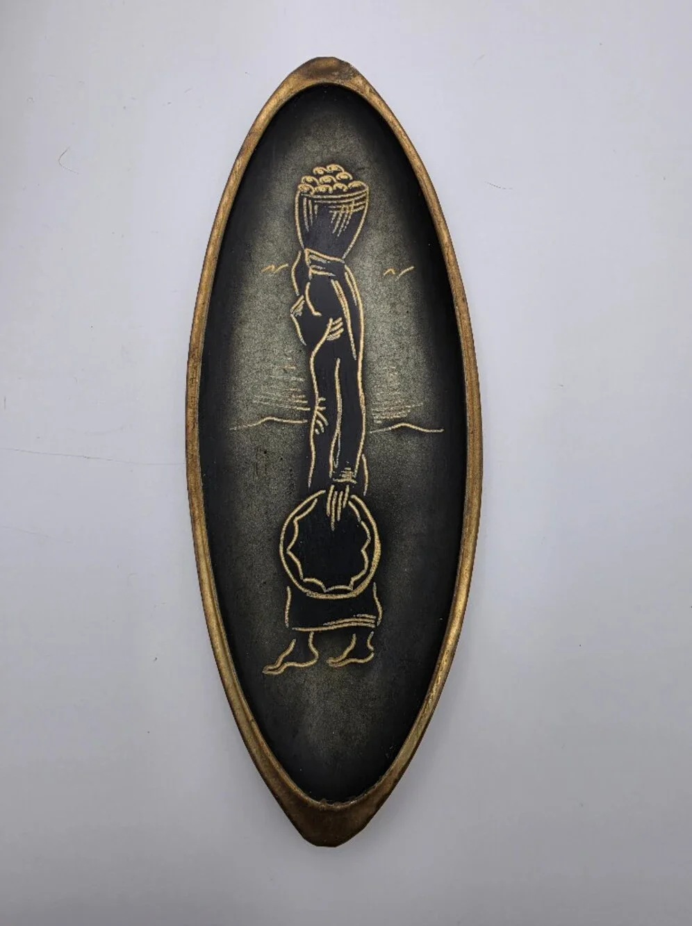 VTG A.N. Oppenheim Israel Black Burnished Brass Wall Plaque Tray 3